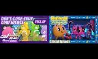 Thumbnail of Care bear sad to go and pac man friends cry leave.