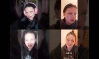Thumbnail of 3 year old twins one named Grace and Lily dancing on their mothers bed and messes it up