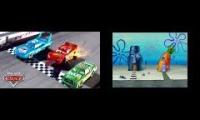 Thumbnail of Lightning McQueen blows his tires SpongeBob crying over broken laugh box