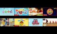 8 random cbeebies shows theme songs at once