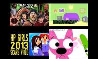 4 creepypasta videos upcoming jumpscares played at once