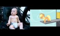 Thumbnail of Montage Baby Scared Hurt Startled Visits Applejack My Little Pony Used Mind In My Little Pony Talk
