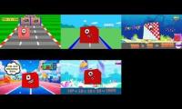 Thumbnail of all 5 educational corner Numberblock games playing at the same time