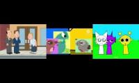 Thumbnail of 3 sneakers o toole versions at once: normal, patchwork pals and sprunki