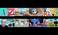 Thumbnail of 8 videos from Lucas the Spider, Cory Carson, StoryBots, and DanTDM playing at once.